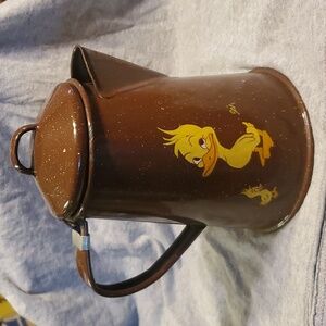 Hand Painted Duck Vintage Enamel Coffee/Tea Pot